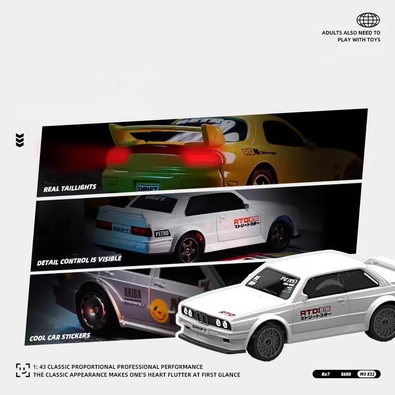 1:43 Scale RC Drift Car - Professional Palm-Sized Racing Model with LED Lights