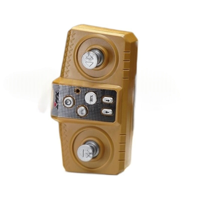 Yellow control panel with buttons and display on a white background