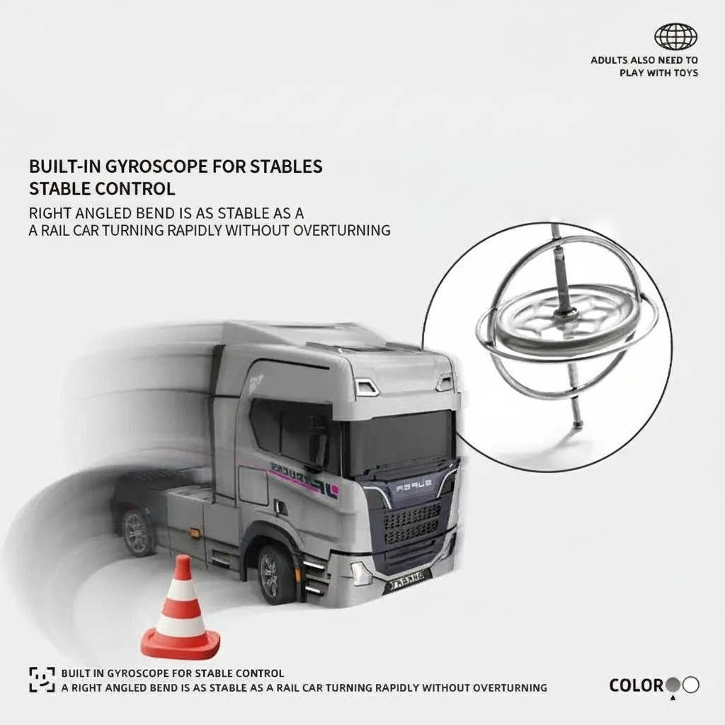 Toy truck with gyroscopic feature illustration on a white background