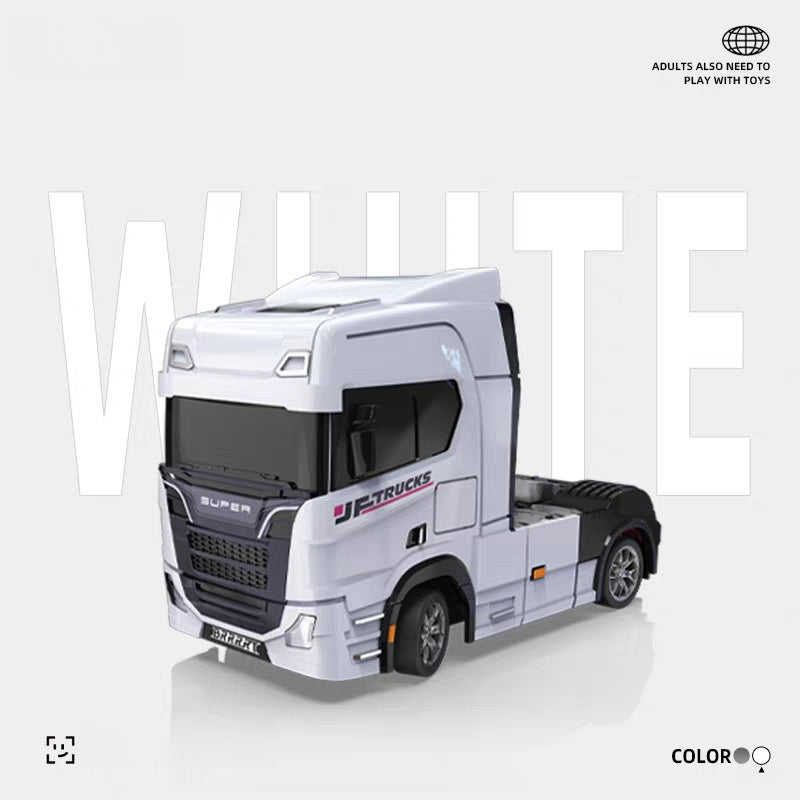Toy truck with 'Super Trucks' branding on a white background