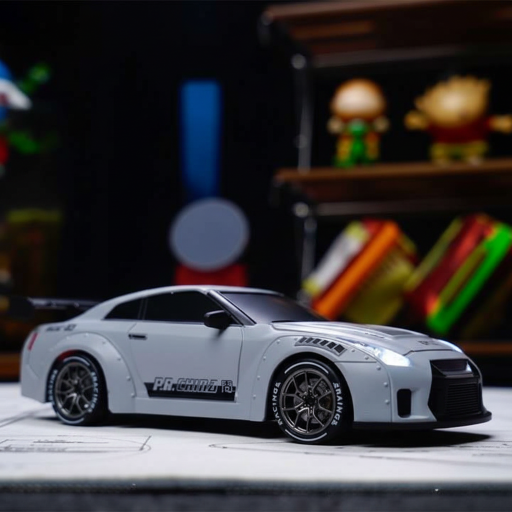White GTR model car watermark-free version